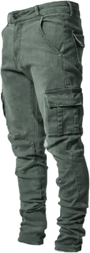 HUNGSON Men's Slim Fit Stretch Jeans Ripped Skinny Jeans for Men, Distressed Straight Leg Fashion Comfort Flex Waist Pants
