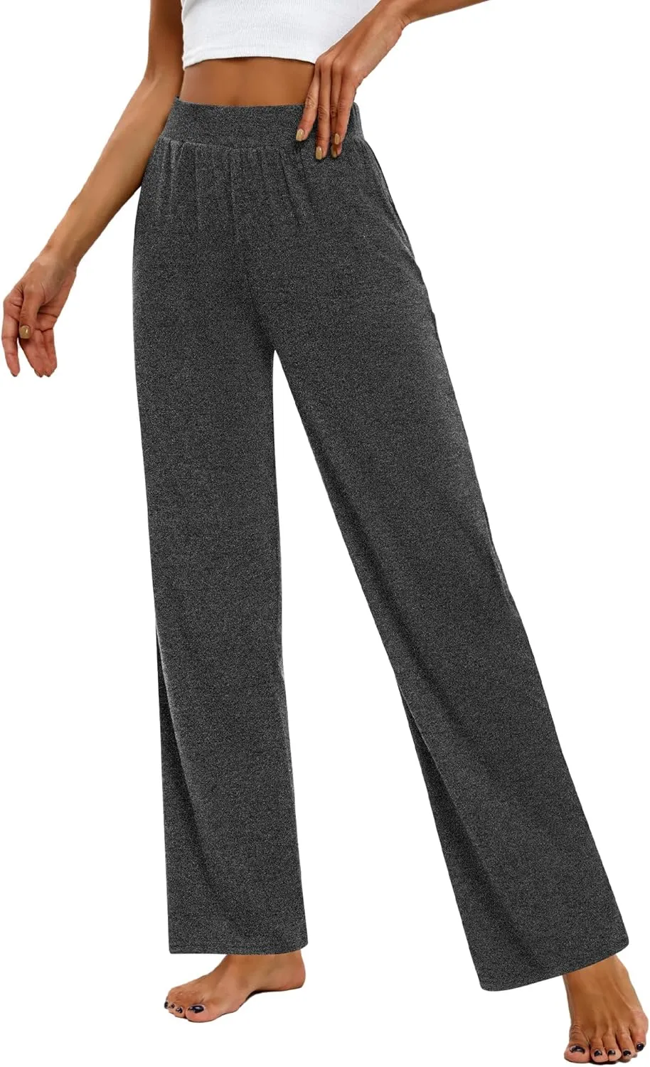 Huukeay 3 Pack Women's Lounge Pants, Cozy Wide Leg Lounge Pants with Pockets Loose Flowy Yoga Sweatpants Workout Comfy Jogger