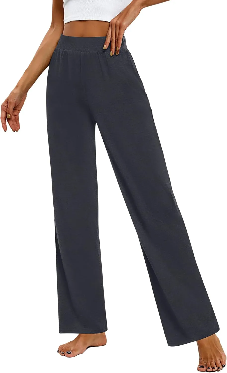 Huukeay 3 Pack Women's Lounge Pants, Cozy Wide Leg Lounge Pants with Pockets Loose Flowy Yoga Sweatpants Workout Comfy Jogger