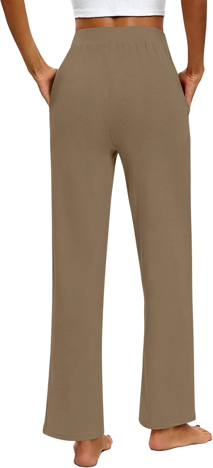 Huukeay 3 Pack Women's Lounge Pants, Cozy Wide Leg Lounge Pants with Pockets Loose Flowy Yoga Sweatpants Workout Comfy Jogger