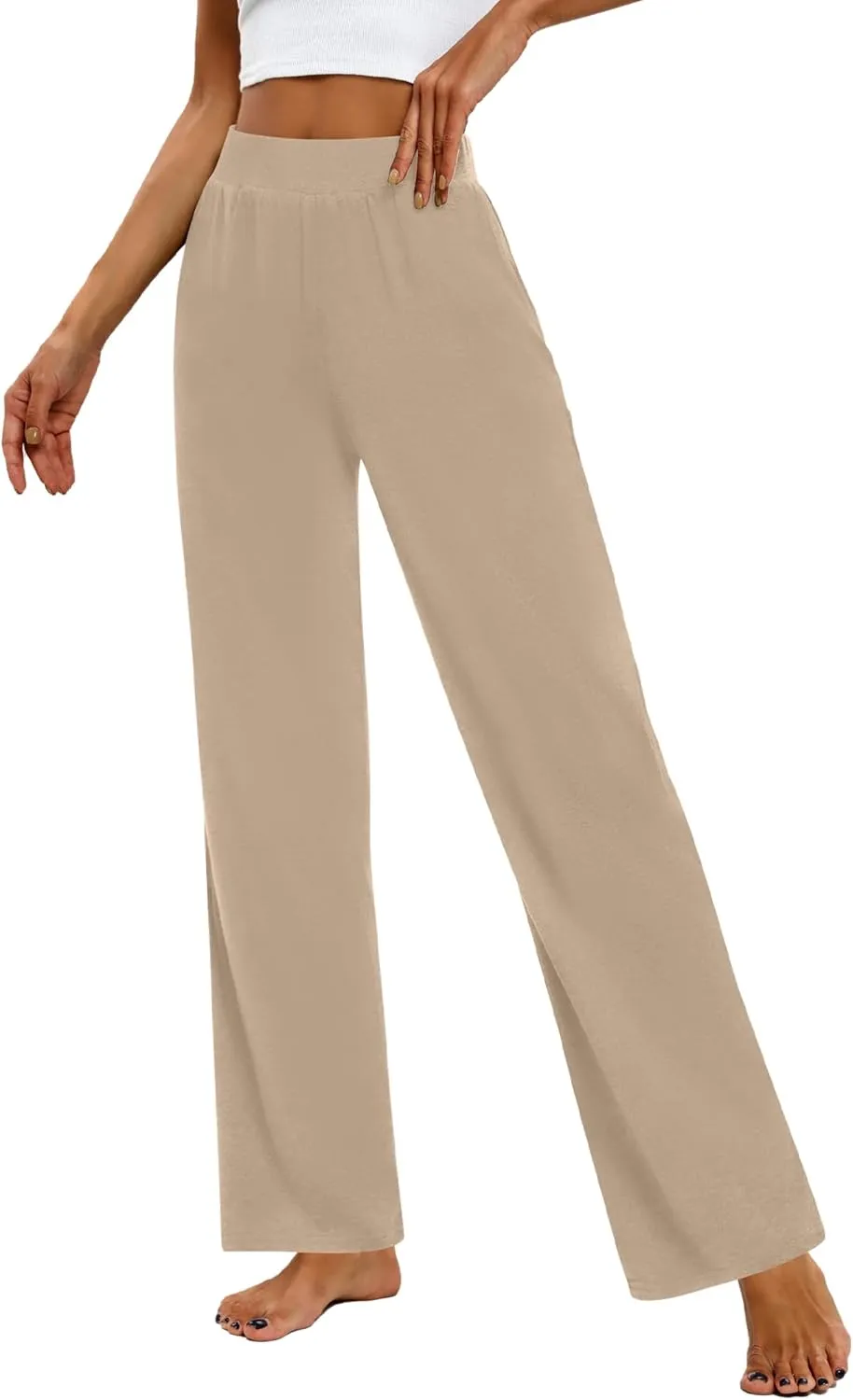 Huukeay 3 Pack Women's Lounge Pants, Cozy Wide Leg Lounge Pants with Pockets Loose Flowy Yoga Sweatpants Workout Comfy Jogger