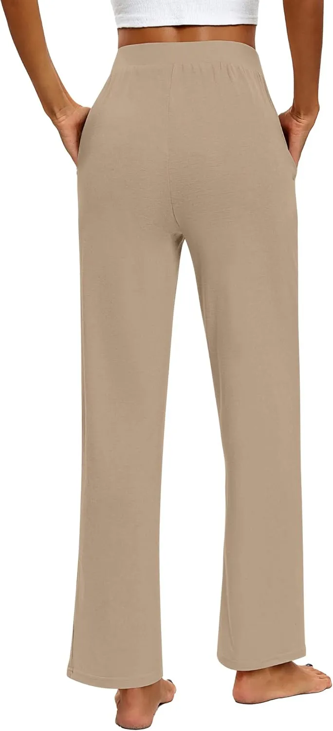 Huukeay 3 Pack Women's Lounge Pants, Cozy Wide Leg Lounge Pants with Pockets Loose Flowy Yoga Sweatpants Workout Comfy Jogger