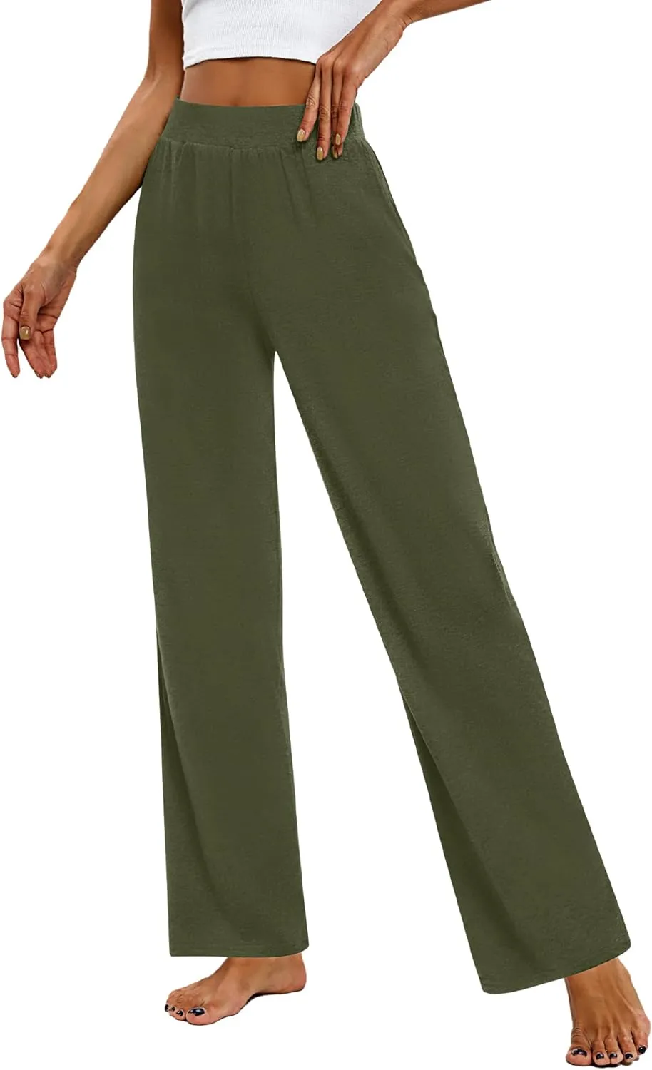 Huukeay 3 Pack Women's Lounge Pants, Cozy Wide Leg Lounge Pants with Pockets Loose Flowy Yoga Sweatpants Workout Comfy Jogger