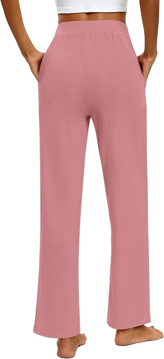 Huukeay 3 Pack Women's Lounge Pants, Cozy Wide Leg Lounge Pants with Pockets Loose Flowy Yoga Sweatpants Workout Comfy Jogger