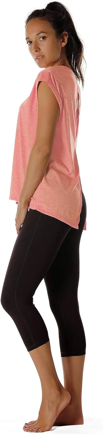 icyzone Open Back Workout Top Shirts - Yoga t-Shirts Activewear Exercise Tops for Women