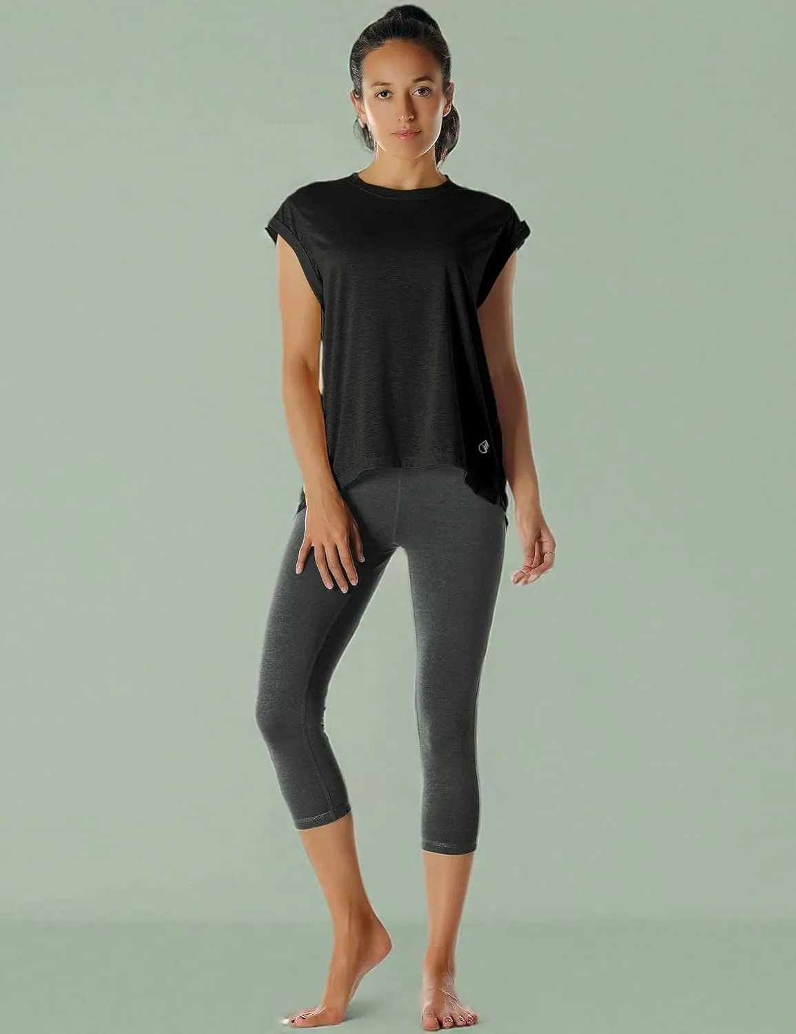 icyzone Open Back Workout Top Shirts - Yoga t-Shirts Activewear Exercise Tops for Women
