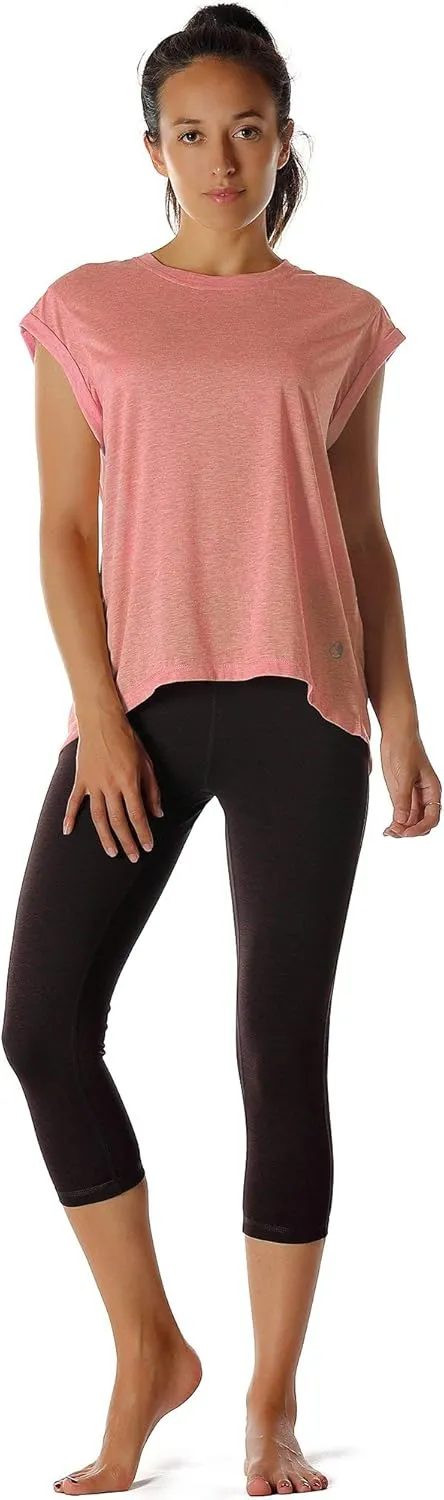 icyzone Open Back Workout Top Shirts - Yoga t-Shirts Activewear Exercise Tops for Women