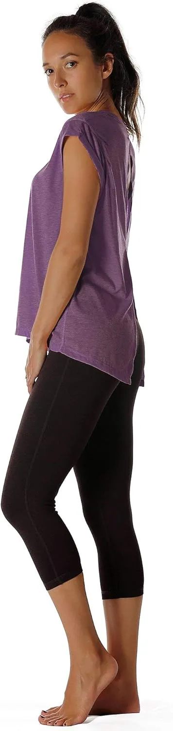 icyzone Open Back Workout Top Shirts - Yoga t-Shirts Activewear Exercise Tops for Women