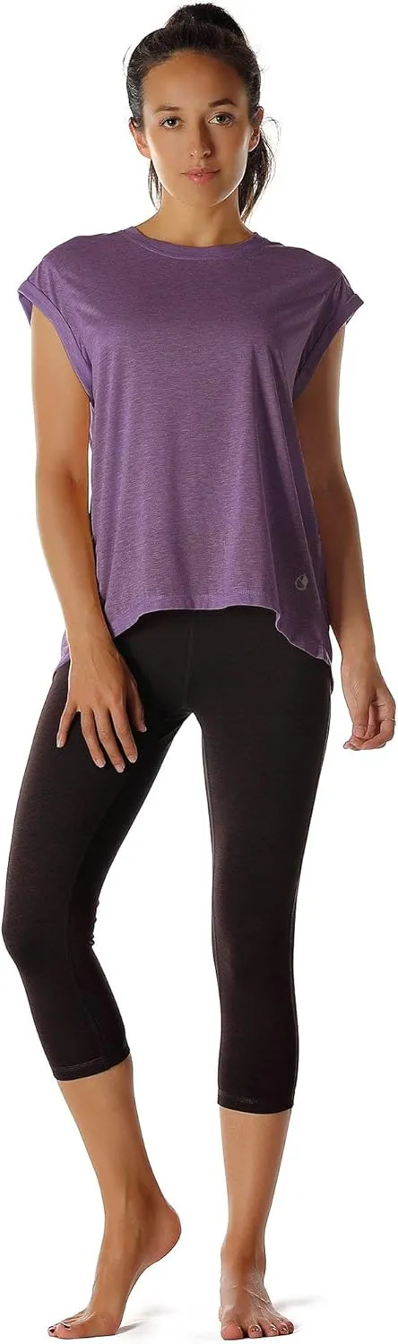 icyzone Open Back Workout Top Shirts - Yoga t-Shirts Activewear Exercise Tops for Women