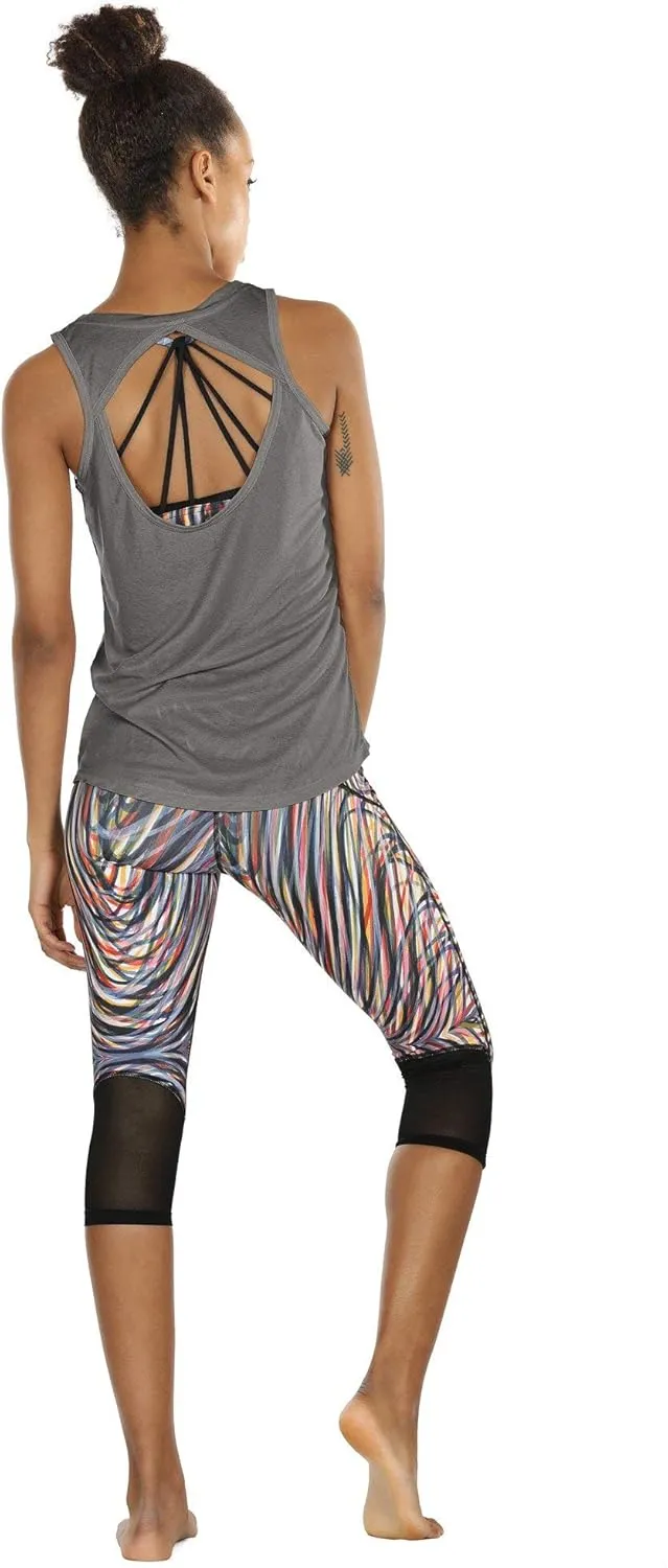 icyzone Women's Lightweight Breathable Open Back Workout Athletic Yoga Tank Tops