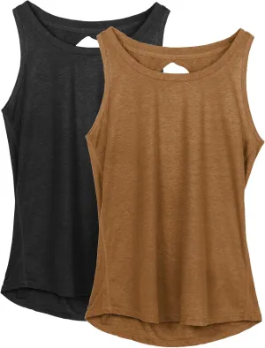icyzone Women's Lightweight Breathable Open Back Workout Athletic Yoga Tank Tops