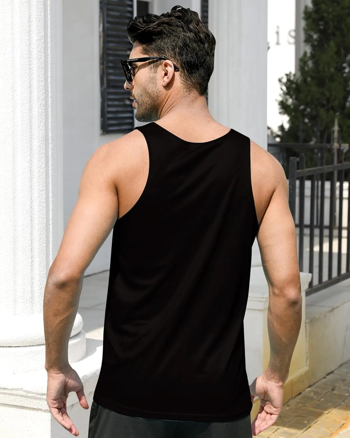 Idgreatim Men's Casual Tank Tops American Flag Print Sleeveless Muscle Patriotic Tees