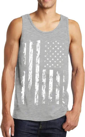Idgreatim Men's Casual Tank Tops American Flag Print Sleeveless Muscle Patriotic Tees