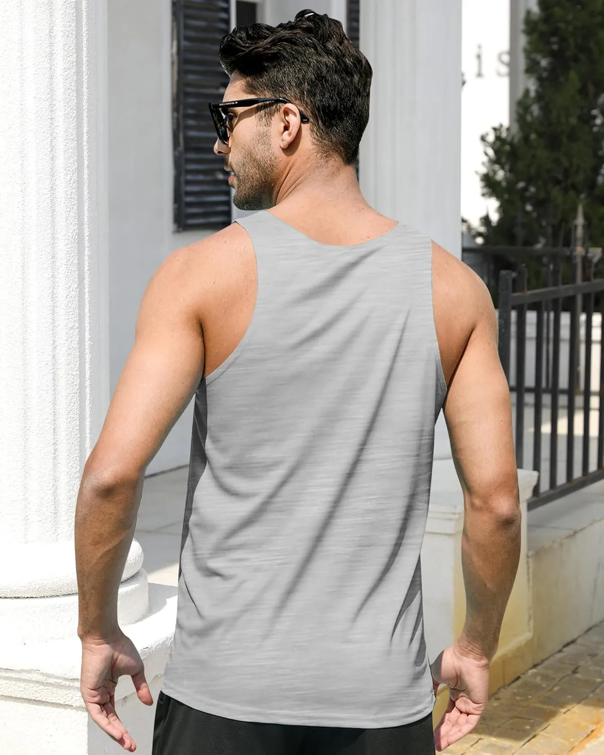 Idgreatim Men's Casual Tank Tops American Flag Print Sleeveless Muscle Patriotic Tees