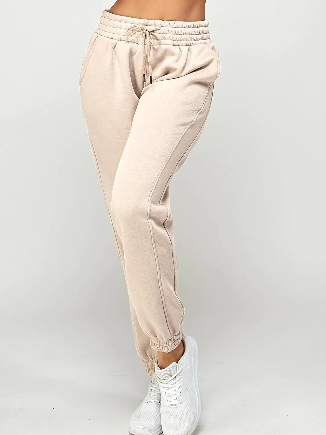 IUUI Women's High Waisted Sweatpants Fleece Joggers Pockets Cotton Lounge Athletic Baggy Pants