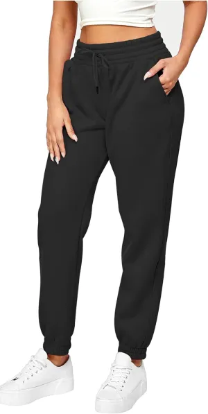 IUUI Women's High Waisted Sweatpants Fleece Joggers Pockets Cotton Lounge Athletic Baggy Pants