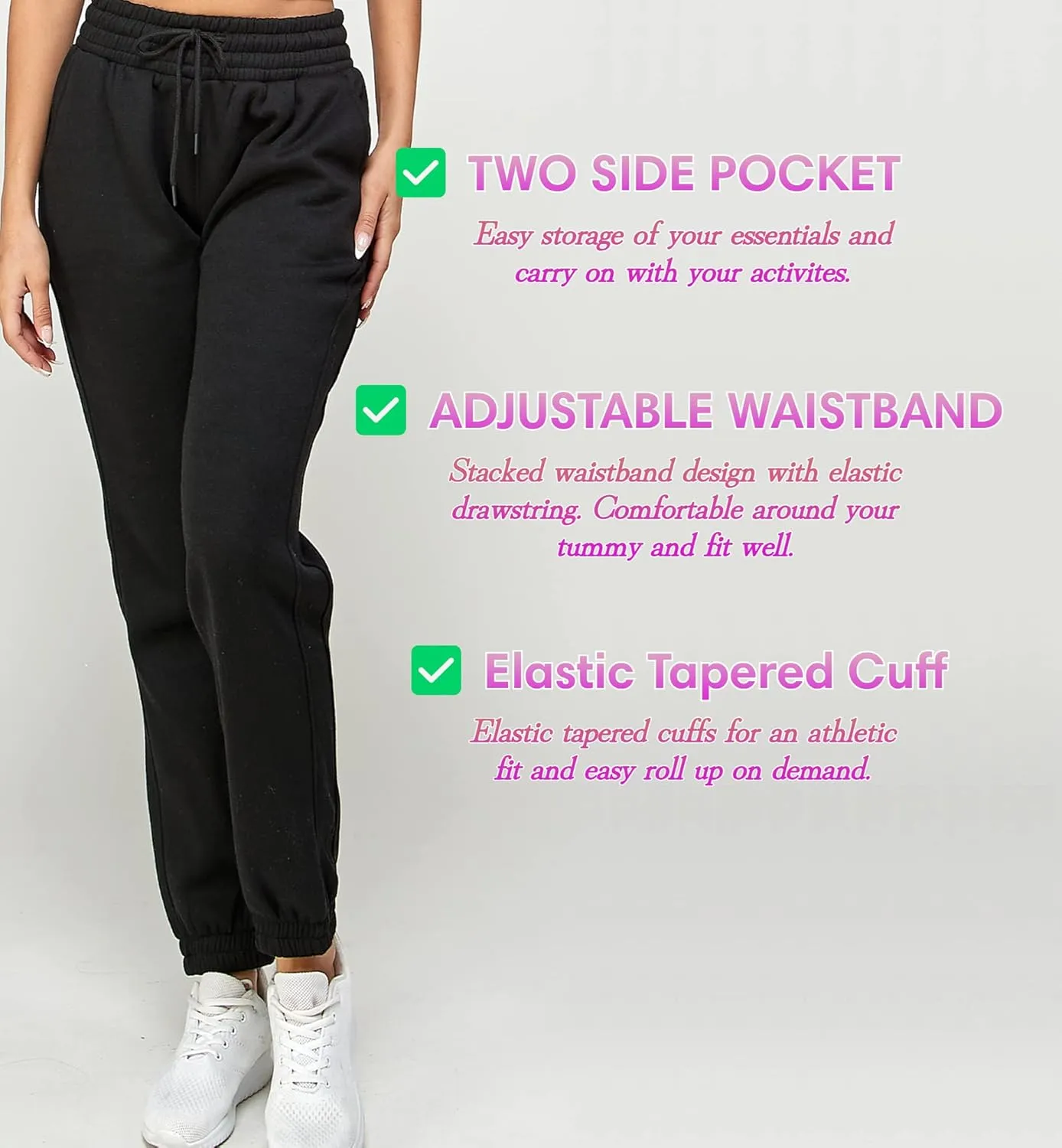 IUUI Women's High Waisted Sweatpants Fleece Joggers Pockets Cotton Lounge Athletic Baggy Pants