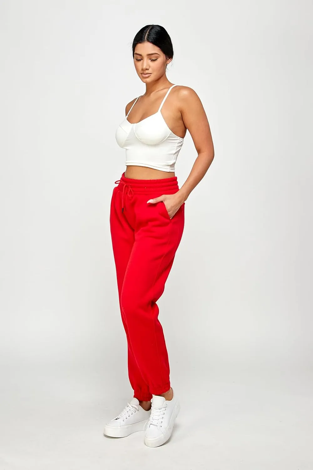 IUUI Women's High Waisted Sweatpants Fleece Joggers Pockets Cotton Lounge Athletic Baggy Pants