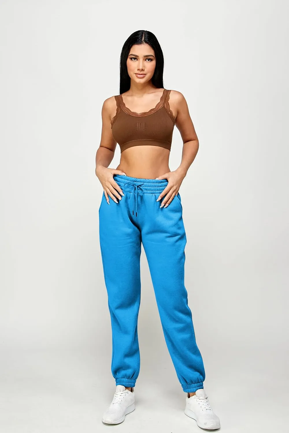 IUUI Women's High Waisted Sweatpants Fleece Joggers Pockets Cotton Lounge Athletic Baggy Pants