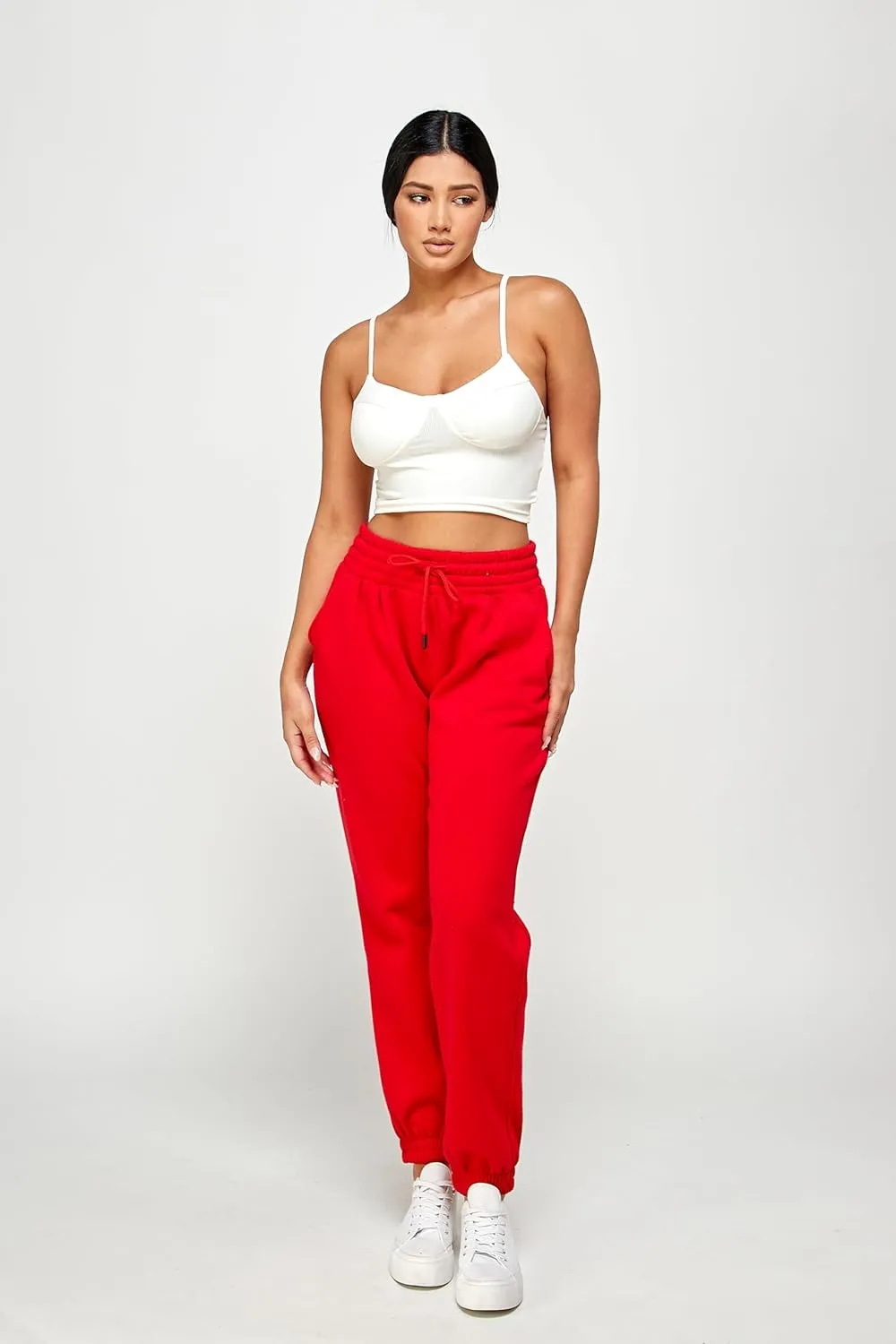 IUUI Women's High Waisted Sweatpants Fleece Joggers Pockets Cotton Lounge Athletic Baggy Pants