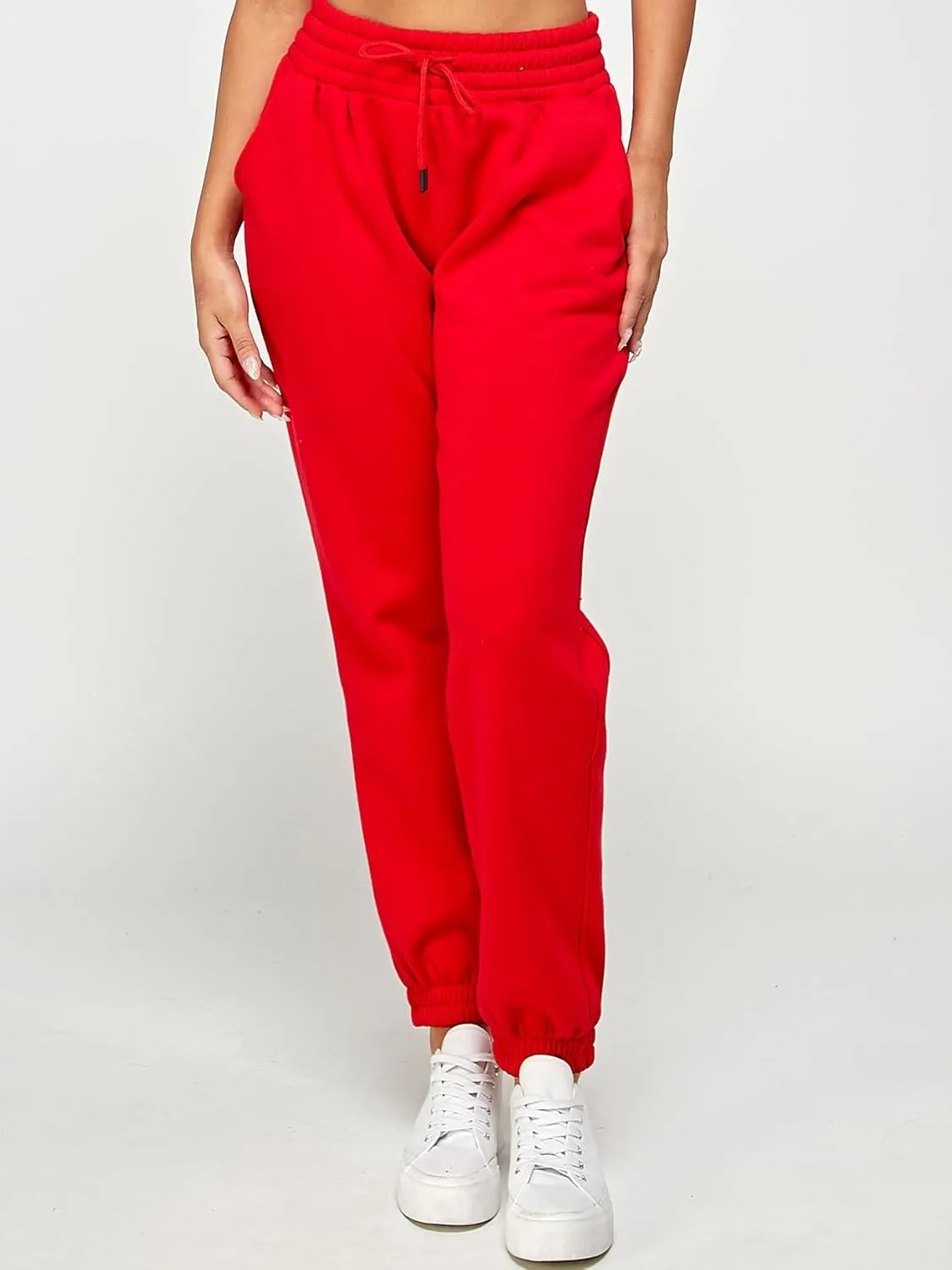 IUUI Women's High Waisted Sweatpants Fleece Joggers Pockets Cotton Lounge Athletic Baggy Pants