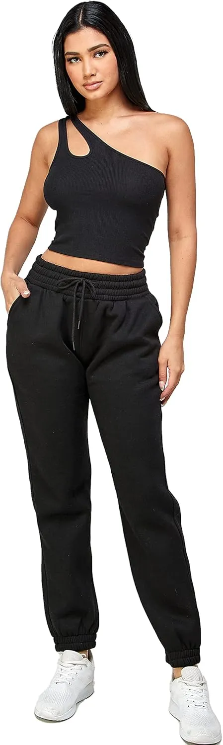 IUUI Women's High Waisted Sweatpants Fleece Joggers Pockets Cotton Lounge Athletic Baggy Pants