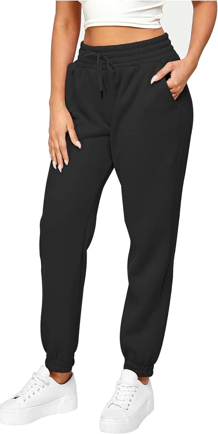 IUUI Women's High Waisted Sweatpants Fleece Joggers Pockets Cotton Lounge Athletic Baggy Pants