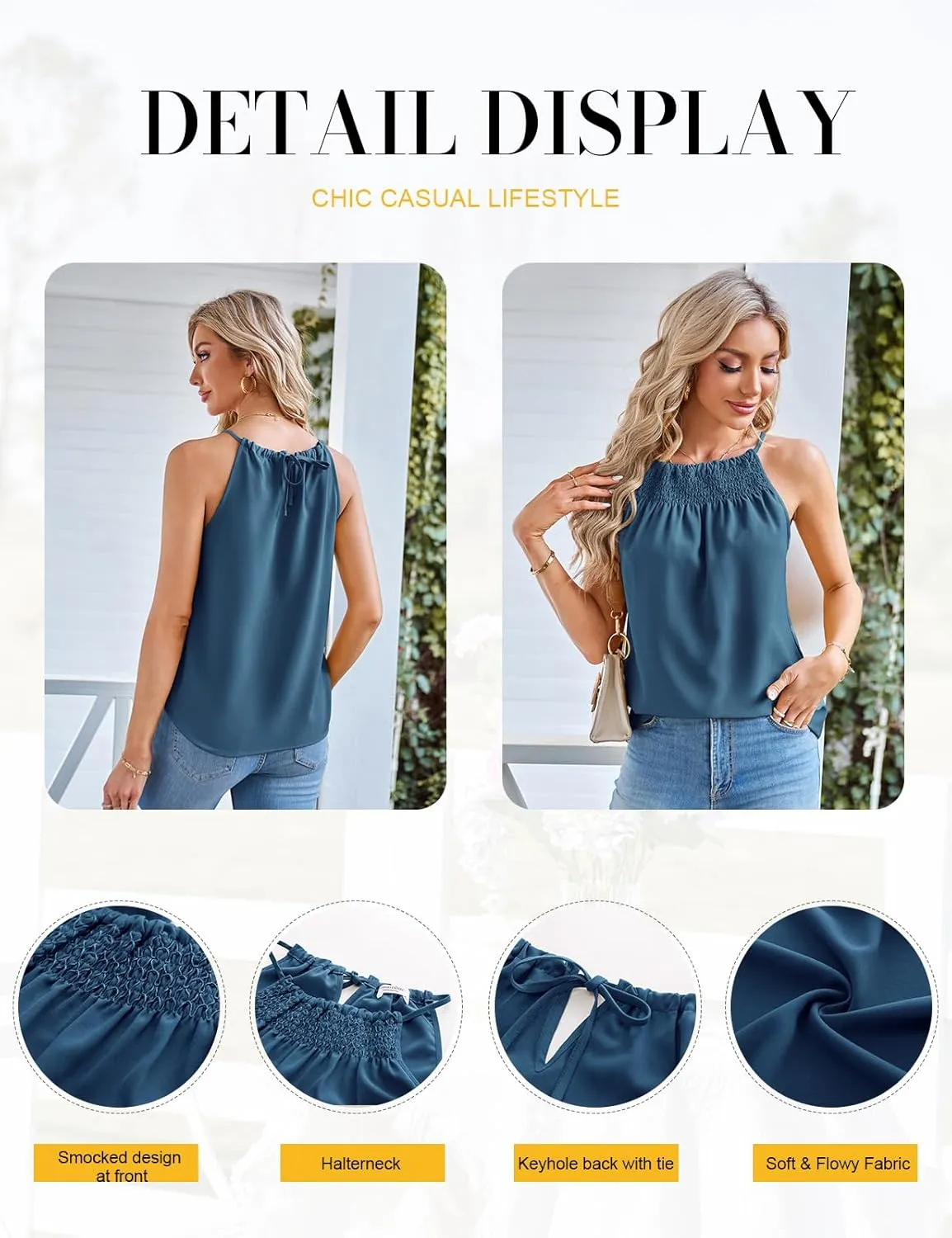 JASAMBAC Women's Tank Tops 2024 Summer Sleeveless Embroidery Spaghetti Straps Scoop Neck Loose Fit Casual Flowy