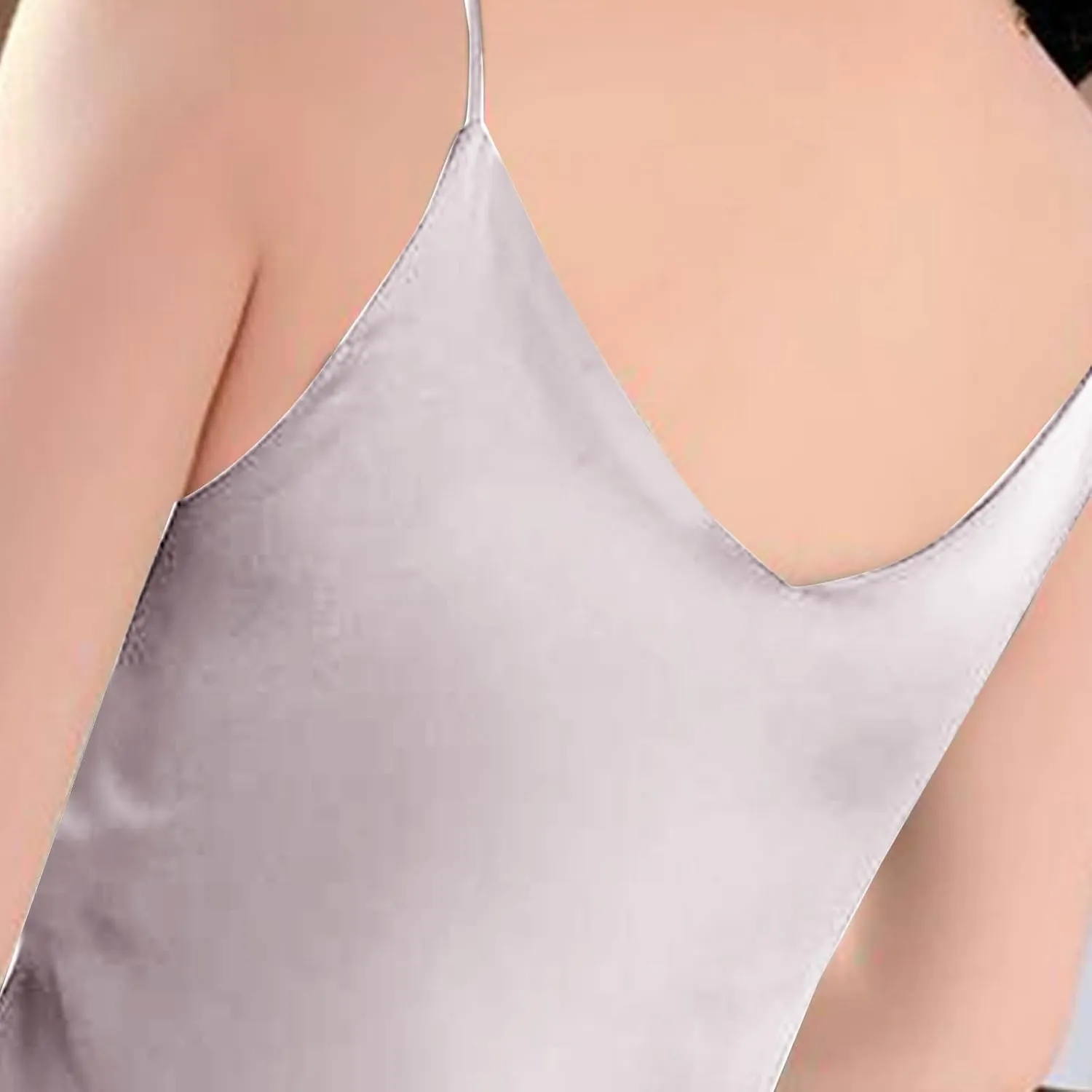JOAU Women's Silk Satin Tank Tops 2025 V Neck Spaghetti Strap Sleeveless Camisole Summer Casual Loose Basic Dressy Blouse