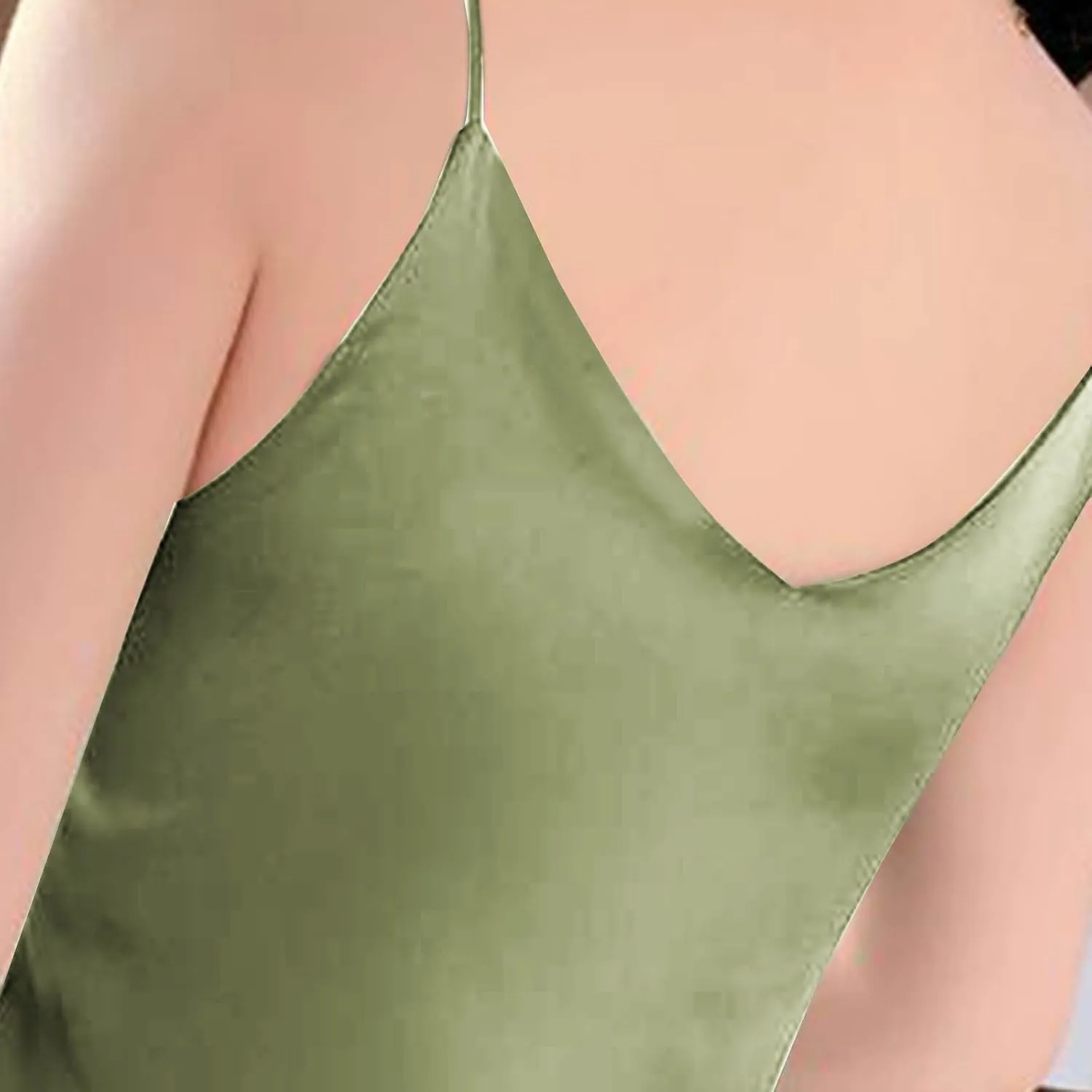 JOAU Women's Silk Satin Tank Tops 2025 V Neck Spaghetti Strap Sleeveless Camisole Summer Casual Loose Basic Dressy Blouse