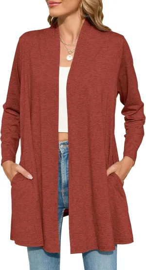 JollieLovin Women's Plus Size Long Sleeve Lightweight Cardigans Open Front Casual Soft Drape Fall Dusters