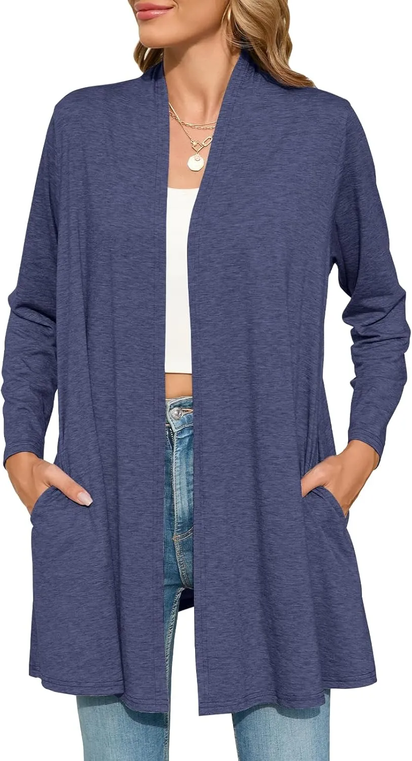 JollieLovin Women's Plus Size Long Sleeve Lightweight Cardigans Open Front Casual Soft Drape Fall Dusters