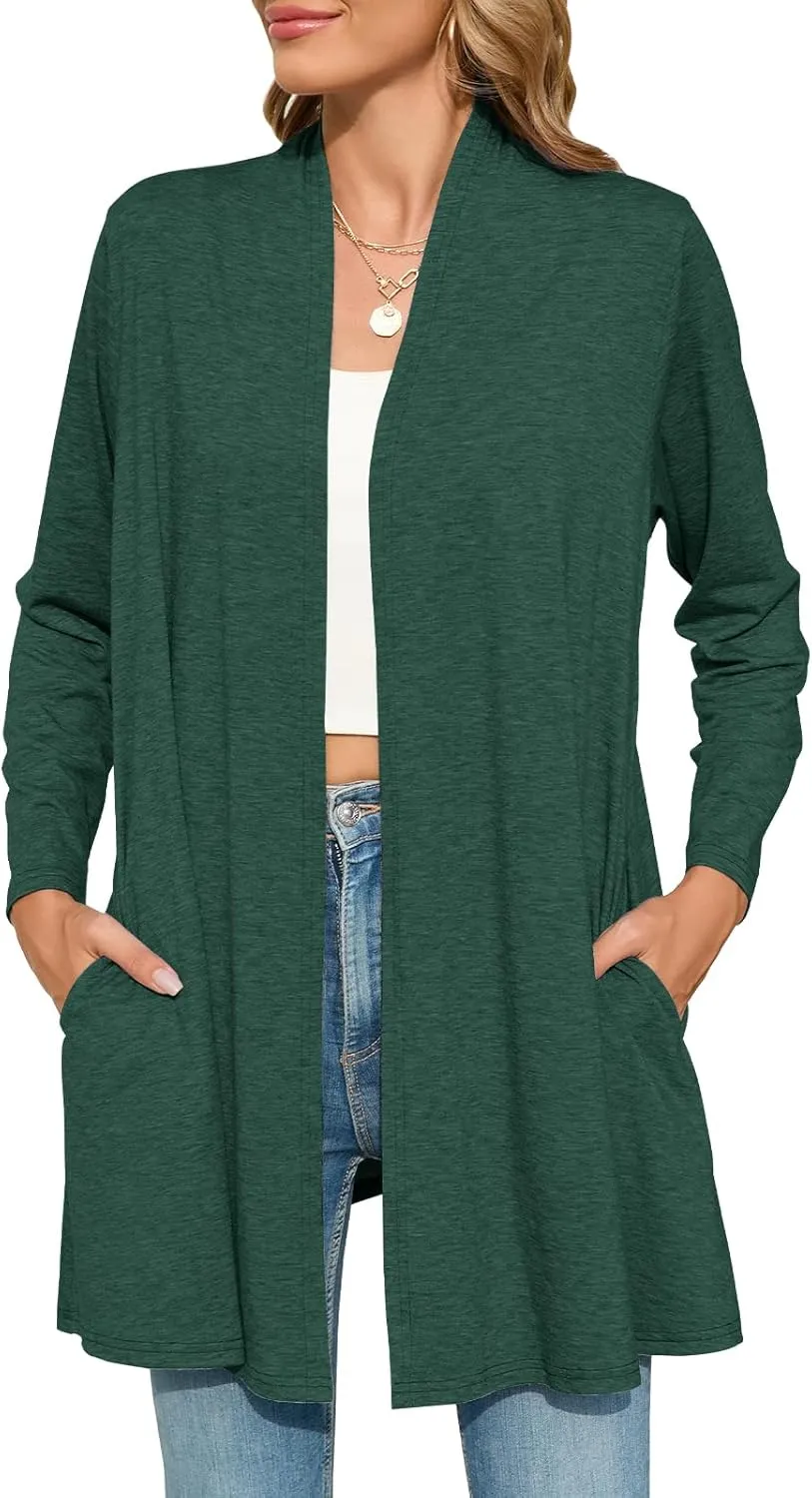 JollieLovin Women's Plus Size Long Sleeve Lightweight Cardigans Open Front Casual Soft Drape Fall Dusters