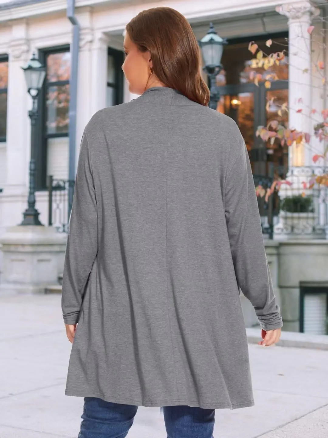 JollieLovin Women's Plus Size Long Sleeve Lightweight Cardigans Open Front Casual Soft Drape Fall Dusters