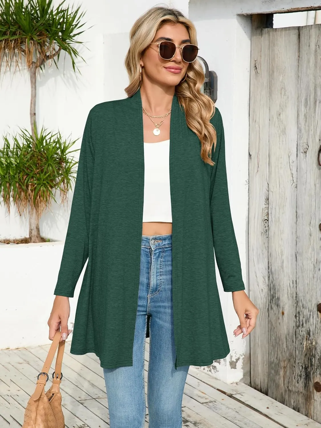 JollieLovin Women's Plus Size Long Sleeve Lightweight Cardigans Open Front Casual Soft Drape Fall Dusters