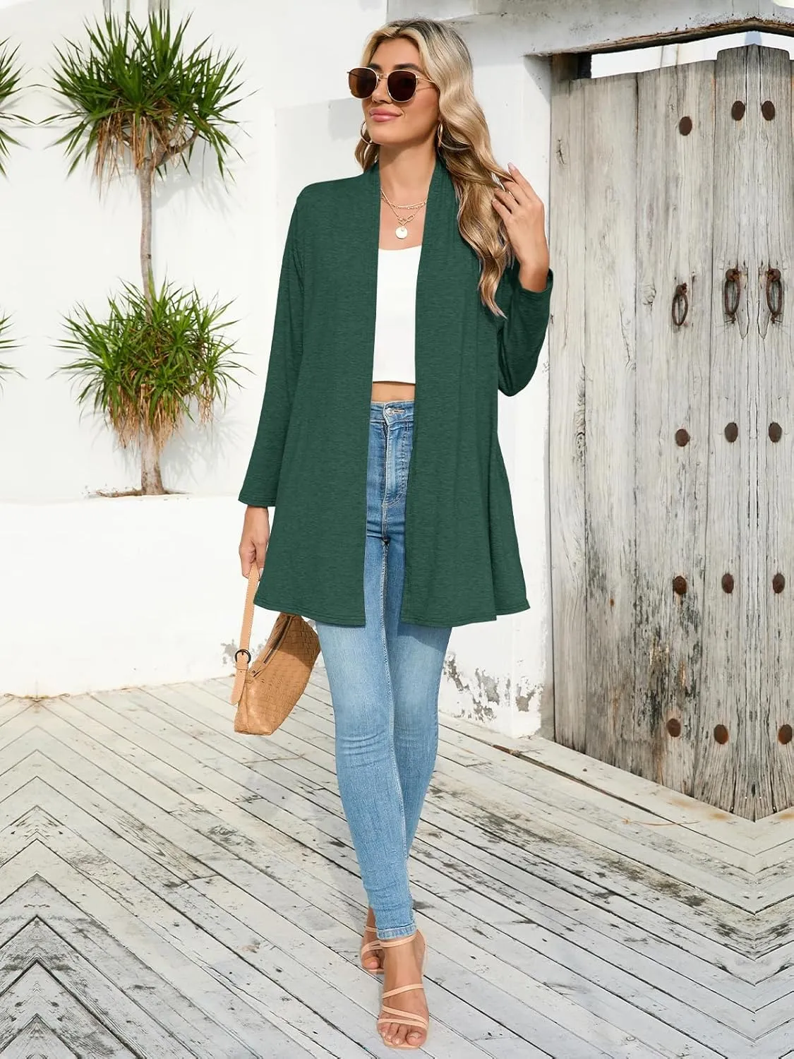 JollieLovin Women's Plus Size Long Sleeve Lightweight Cardigans Open Front Casual Soft Drape Fall Dusters