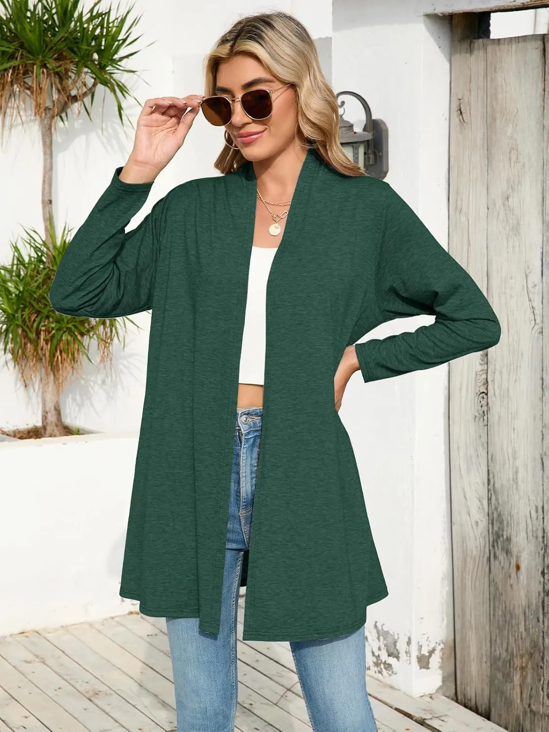 JollieLovin Women's Plus Size Long Sleeve Lightweight Cardigans Open Front Casual Soft Drape Fall Dusters