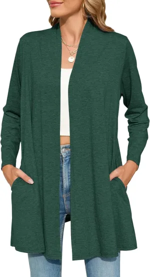 JollieLovin Women's Plus Size Long Sleeve Lightweight Cardigans Open Front Casual Soft Drape Fall Dusters