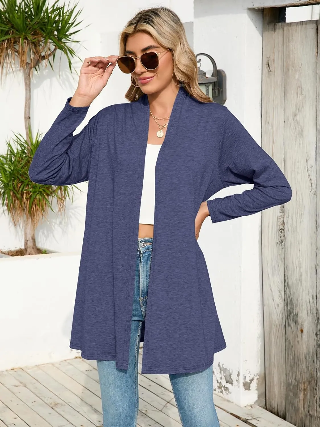 JollieLovin Women's Plus Size Long Sleeve Lightweight Cardigans Open Front Casual Soft Drape Fall Dusters
