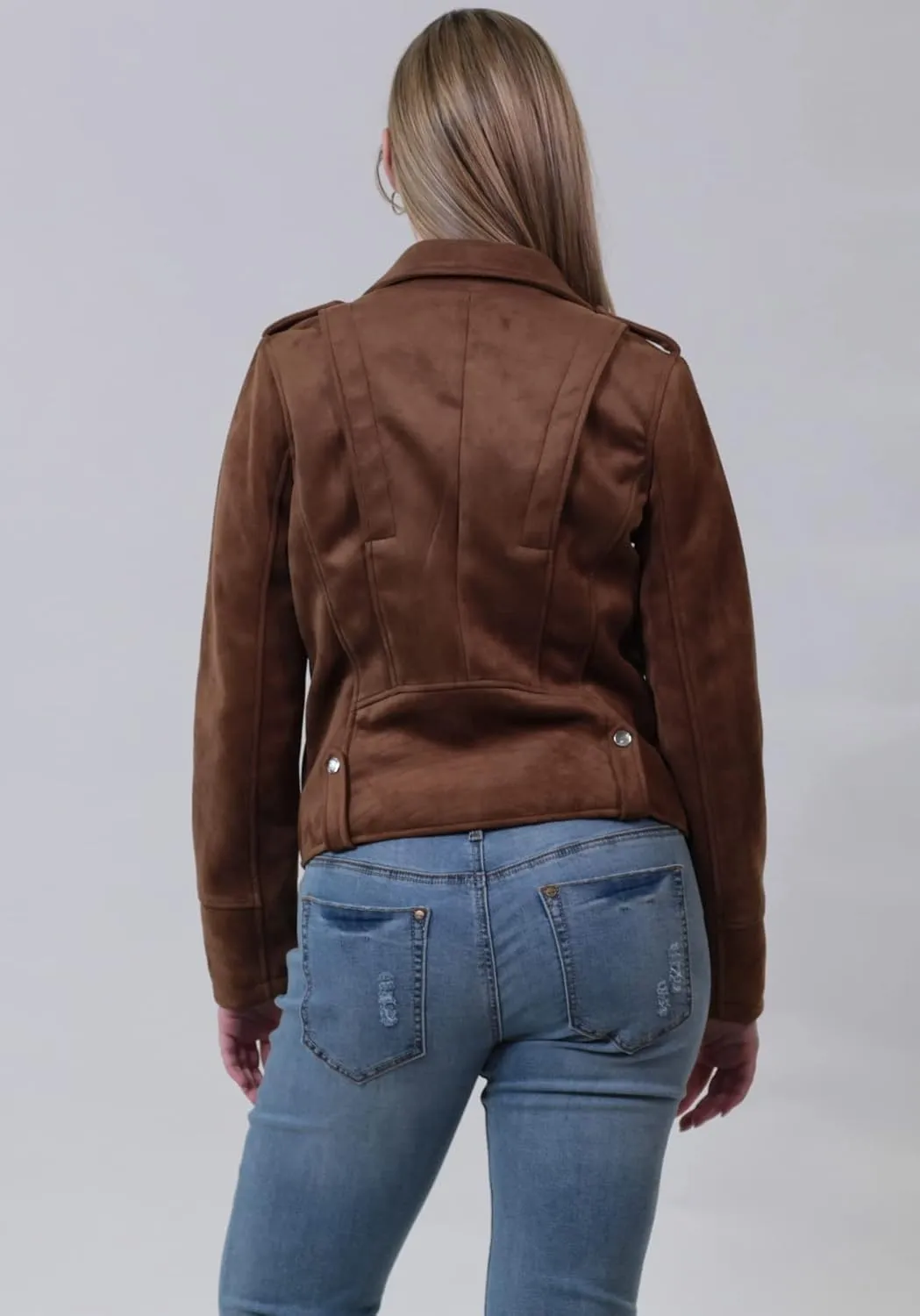 JOUJOU Women's Faux Suede Moto Jacket, Comfortable & Stylish, Trendy Coat