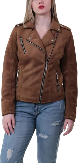 JOUJOU Women's Faux Suede Moto Jacket, Comfortable & Stylish, Trendy Coat