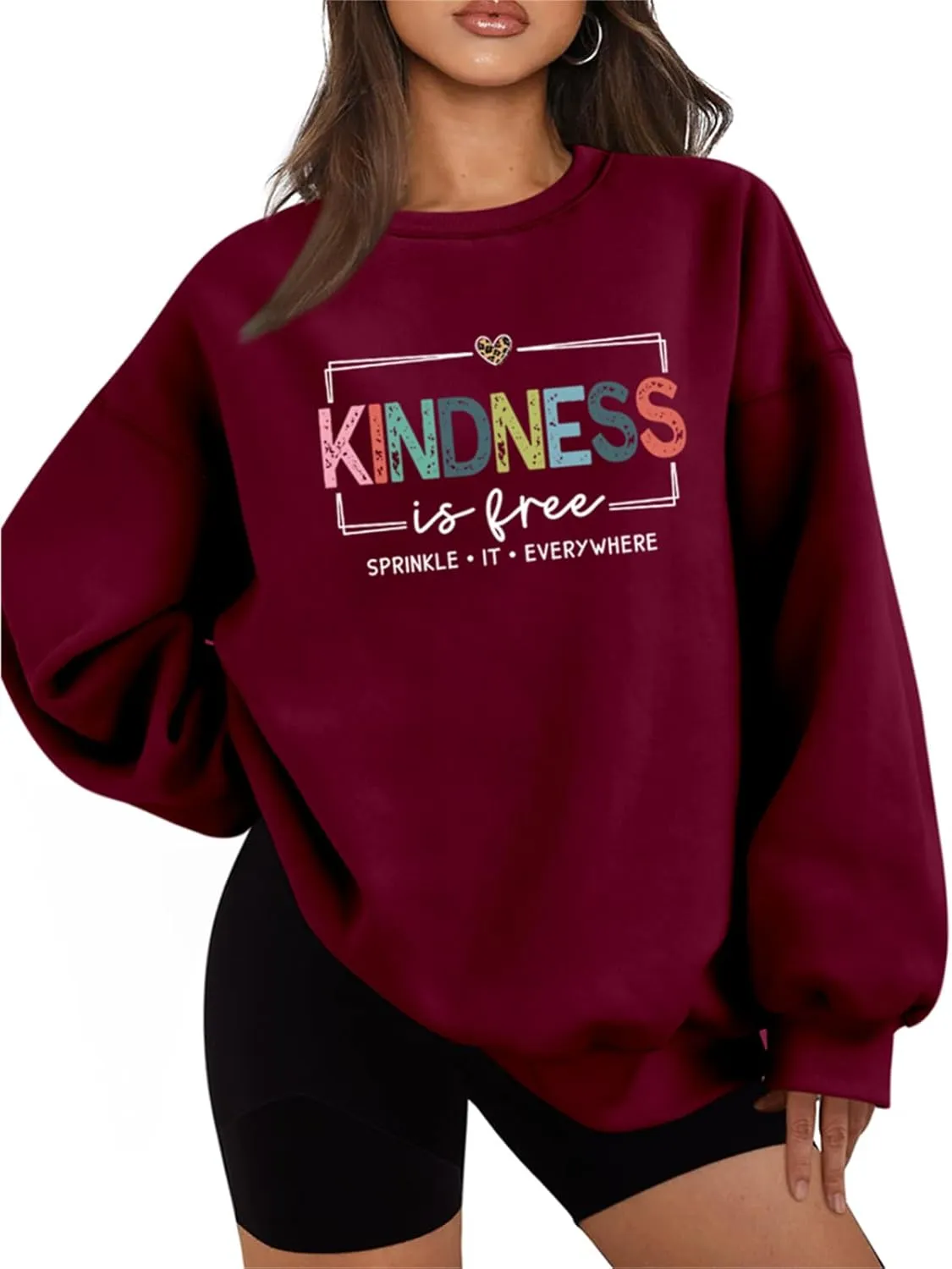 Kindness Is Free Sweatshirt Women Be Kind Fleece Lined Sweatshirt Teacher Teach Inspirational Sayings Pullover Tops