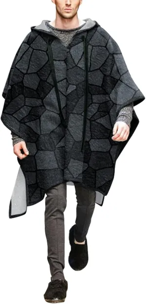 Kingspinner Men's Steampunk Gothic Hooded Fashion Poncho Comfortable Home Clothes House Coat Men Wool Alpaca Poncho Hooded
