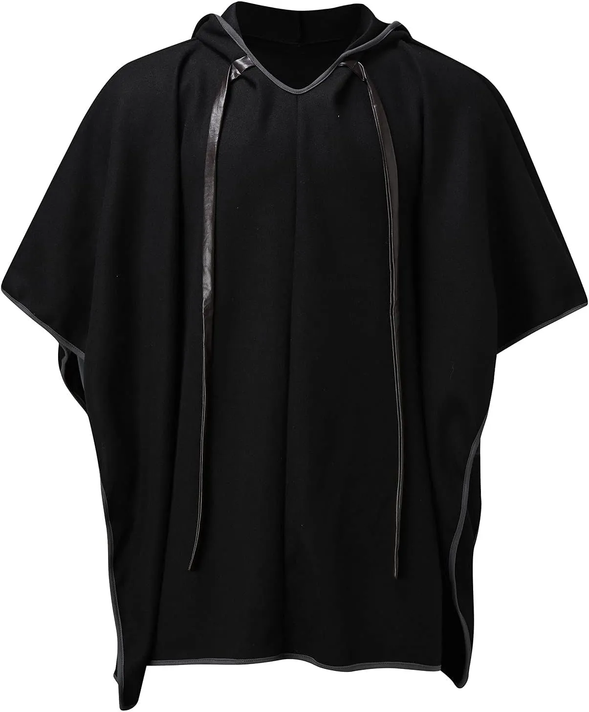 Kingspinner Men's Steampunk Gothic Hooded Fashion Poncho Comfortable Home Clothes House Coat Men Wool Alpaca Poncho Hooded