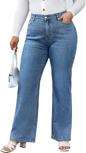 KISSPLUS Plus Size Baggy Jeans for Women High Waist Loose Women Jeans Curvy Stretchy Denim Pants for Women