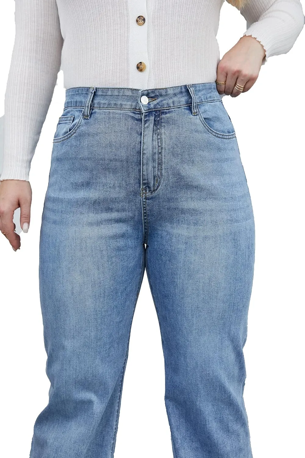 KISSPLUS Plus Size Baggy Jeans for Women High Waist Loose Women Jeans Curvy Stretchy Denim Pants for Women
