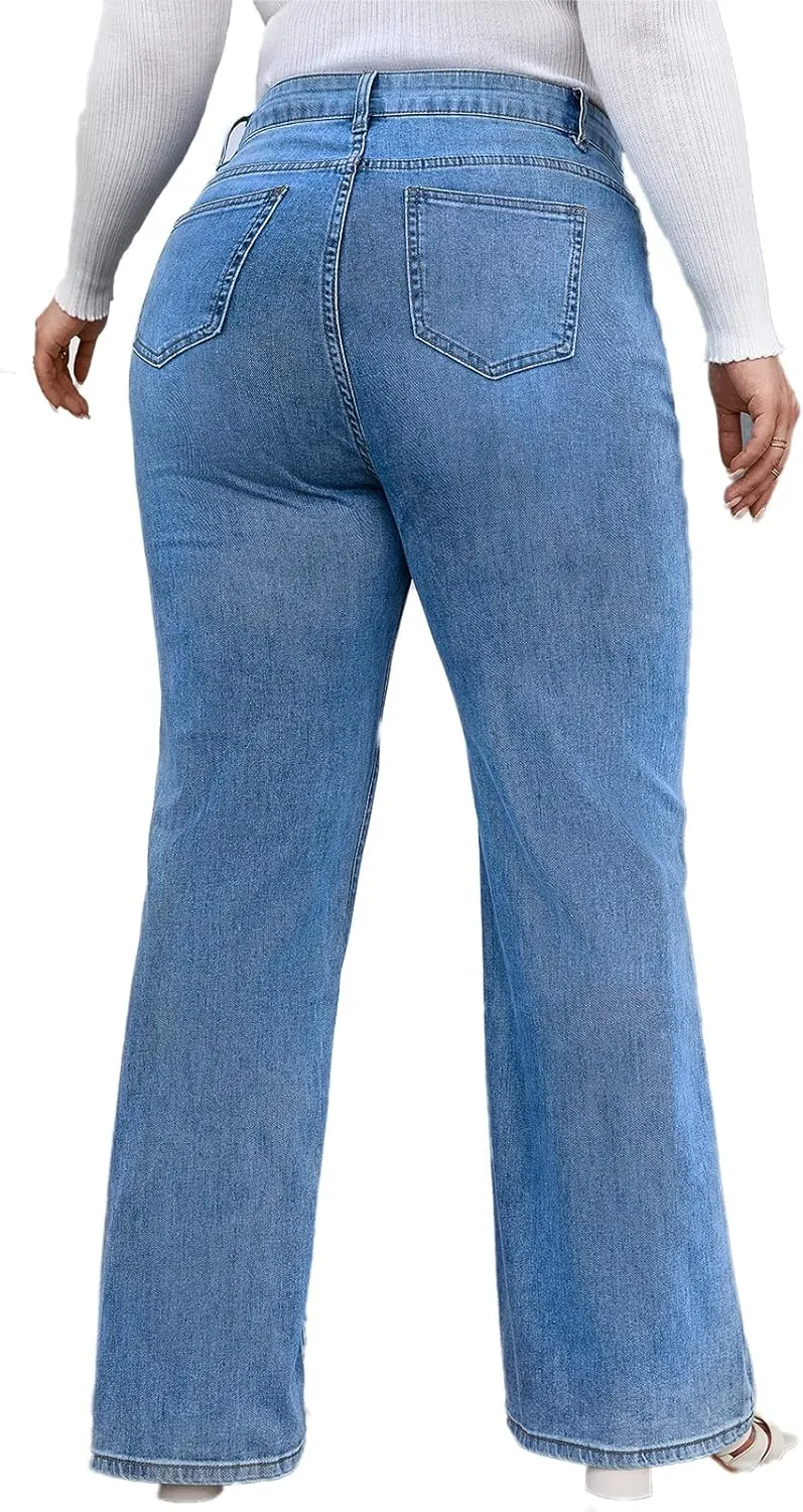 KISSPLUS Plus Size Baggy Jeans for Women High Waist Loose Women Jeans Curvy Stretchy Denim Pants for Women