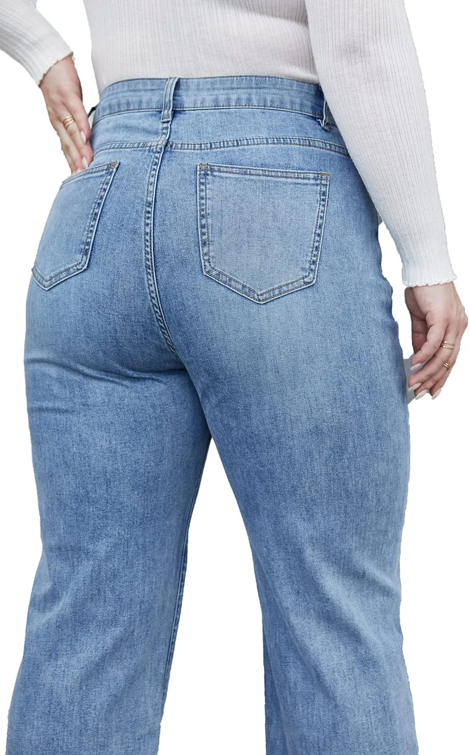 KISSPLUS Plus Size Baggy Jeans for Women High Waist Loose Women Jeans Curvy Stretchy Denim Pants for Women