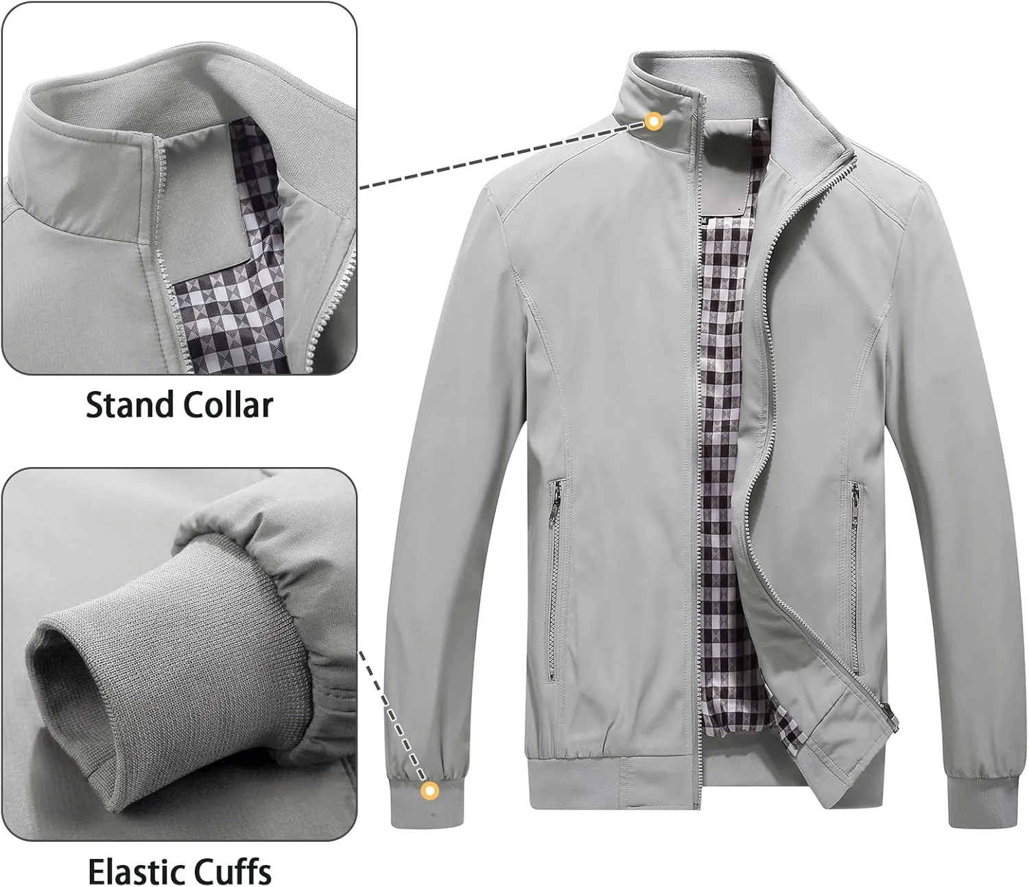 Lamgool Mens Lightweight Jackets Light Windbreaker Casual Flight Jackets Spring Fall Active Coat Outwear
