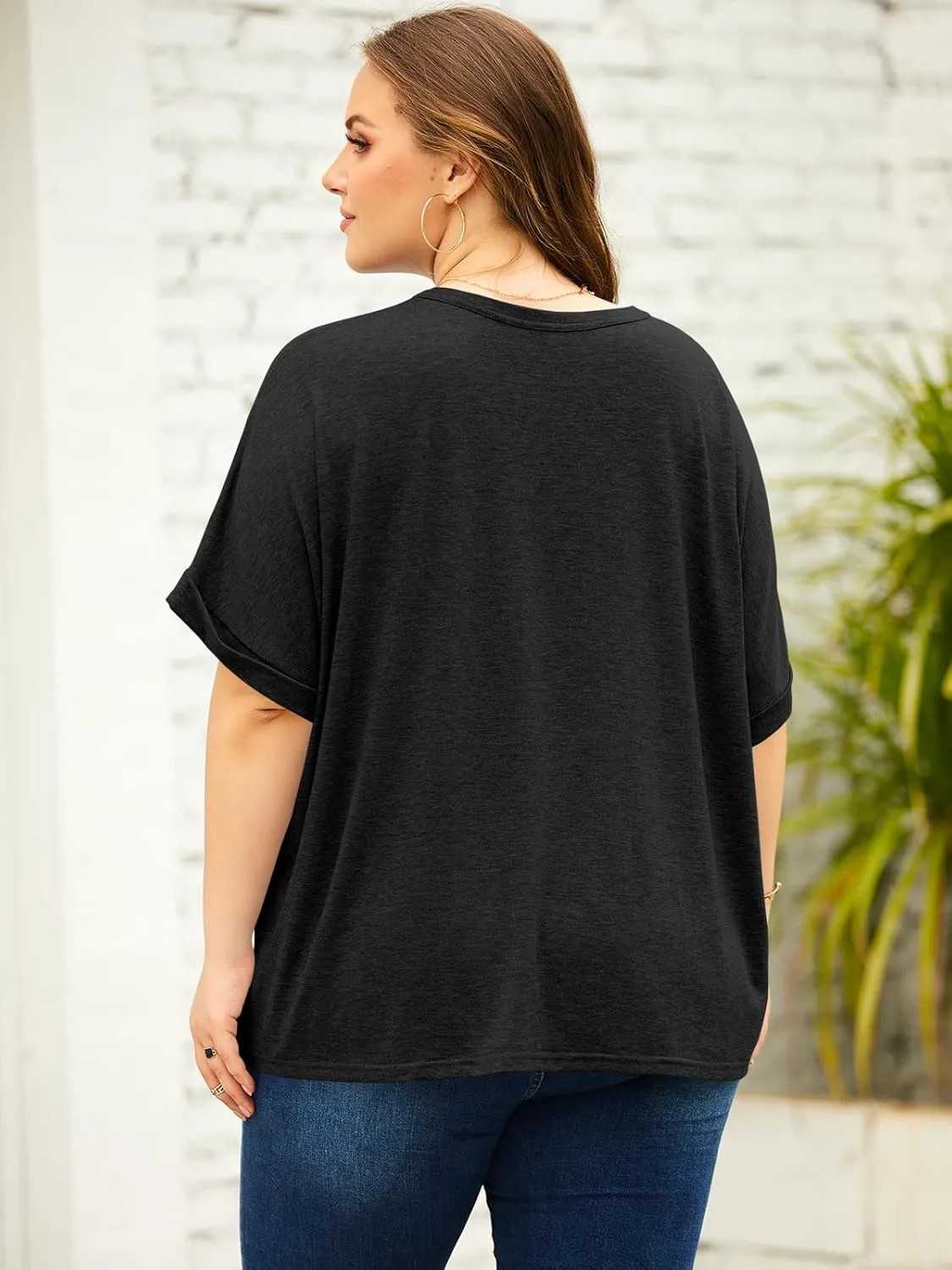 Langwyqu Womens Tops Oversized Tshirts Summer Short Sleeve T Shirts Casual Loose Fit Basic Tees